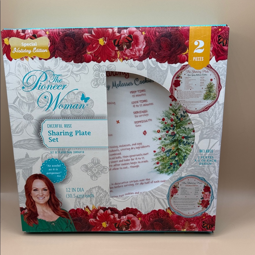 The Pioneer Woman Cheerful Rose Sharing Plate 2 pc  Set